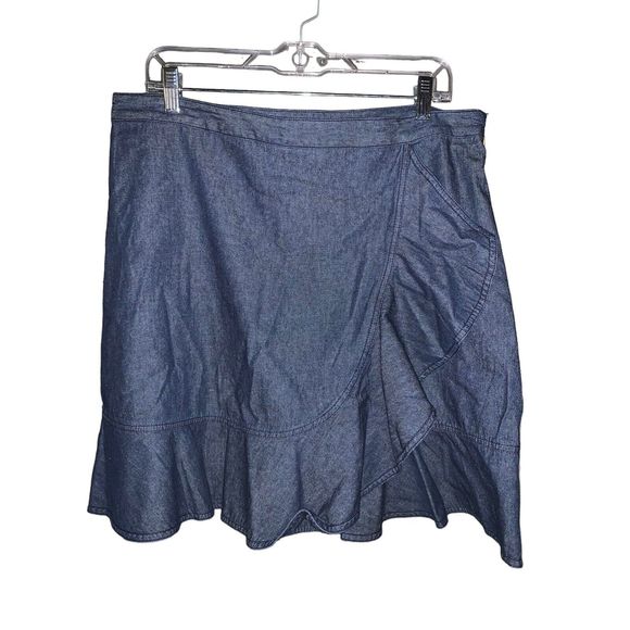 Draper James Dresses & Skirts - Draper James Mini Skirt Denim Look Ruffle Size 14 NWT